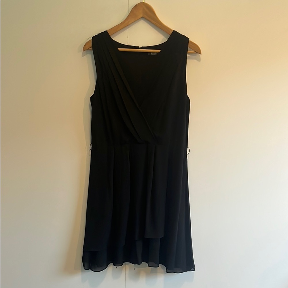 Black Ruched V-Neck Mini Sundress